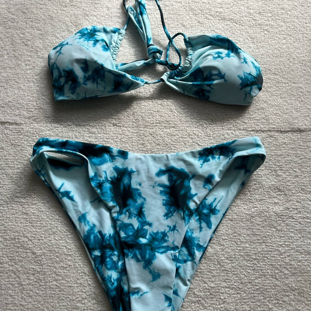 COPY - NEW Aurelle Tie dye Aqua print bikini- Large.